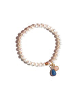 Native Essentials DAO • Pearl Bracelet with Pendants 17 cm | 7'' (approx) / AA grade Freshwater Pearls / Pink Quartz + Blue Aventurine