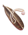 Native Essentials LUZ • Choker Pearl Necklace with Pendant 40cm |15.5" + 4cm | 1.5" stone pendant / AA grade Freshwater Pearls / Pink Quartz + Blue Aventurine