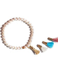 Native Essentials ZOE • Pearl Bracelet with Tassels 17 CM | 7'' (APPROX) / AA grade Freshwater Pearls / 4 INTERCHANGEABLE SILK TASSELS