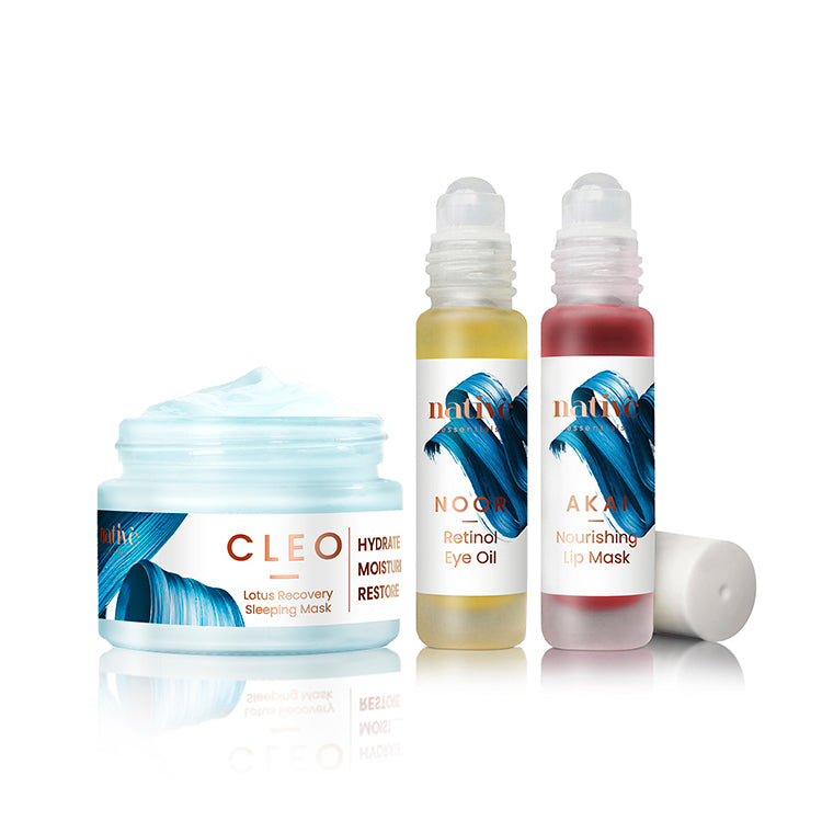 Beauty Sleep Mask Set | Sleeping Mask + Retinol Eye Oil + Lip Mask